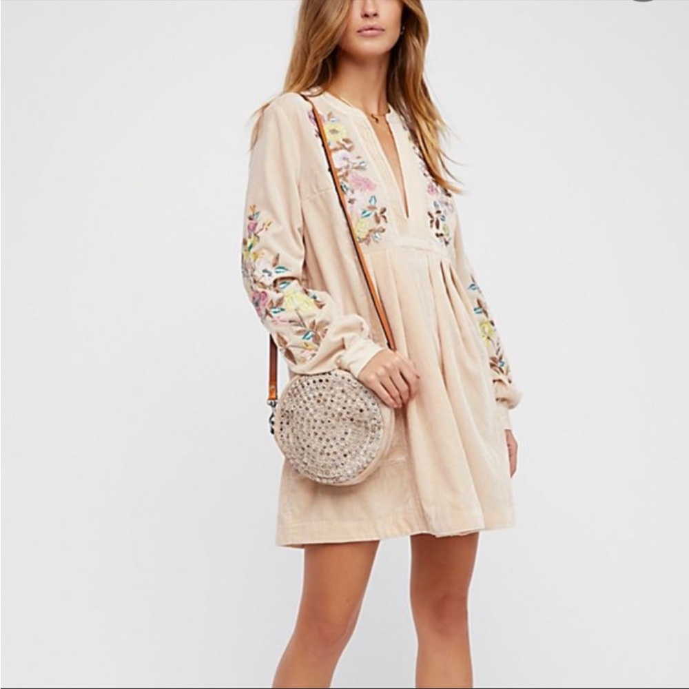 Free people Velvet Mia embroidered boho dress Sz M - Picture 5 of 10